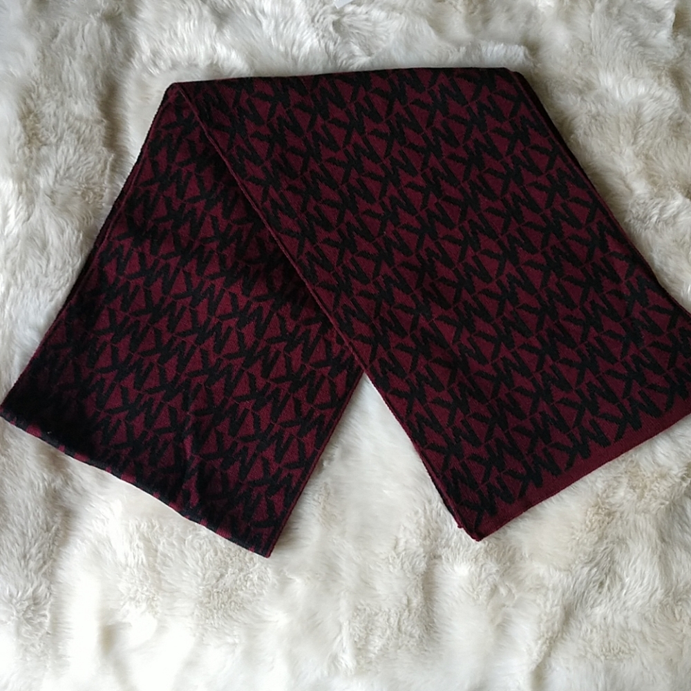Burgundy and Black Michael Kors Scarf